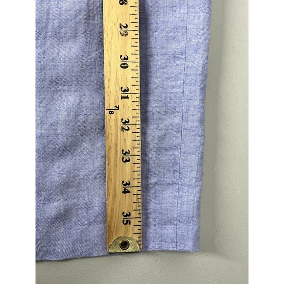 J Crew Peplum Linen Sheath Pencil Dress 4 French Blue Ruffle Career Suiting Work - Picture 9 of 12